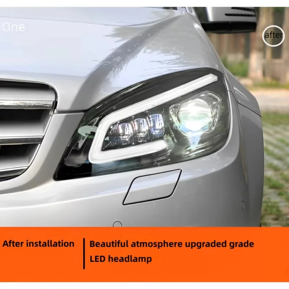 07-11 for  C-Class W204 Headlight Assembly C200C63 Modified LED Lens Daily Running Light Streamer Turn signal